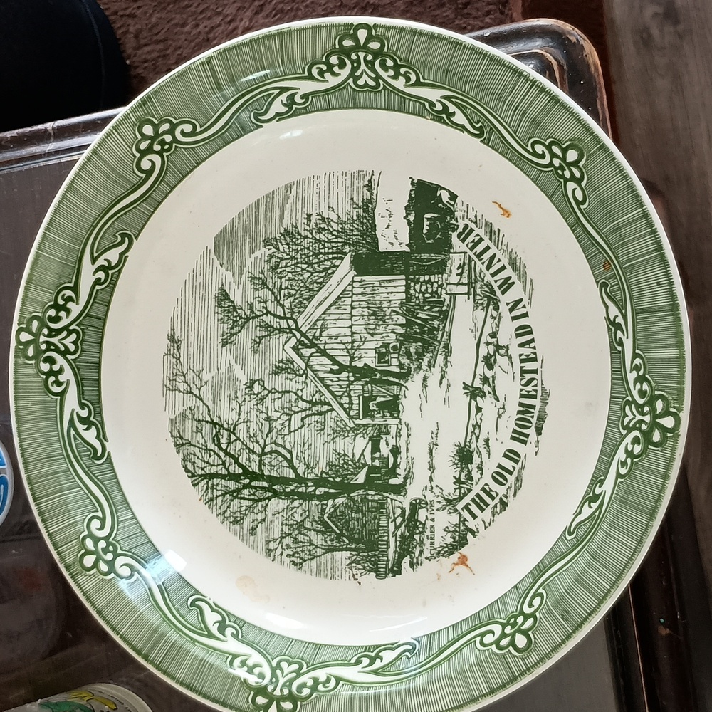 The Old homestead in Winter serving plate